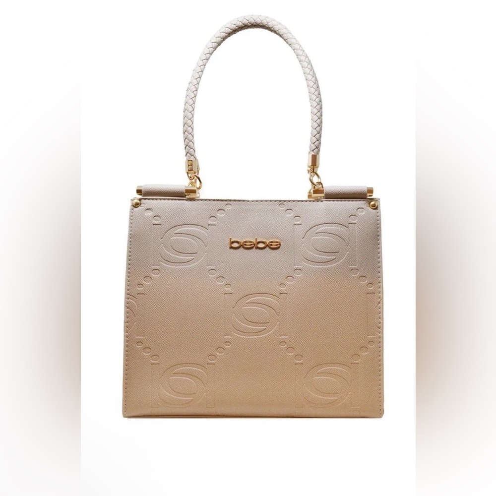 Bebe Zania Tote/Crossbody With Braided Handles in LT Taupe. Brand New